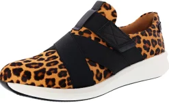 Casual>Clarks of England Clarks Women's Un Rio Strap Hook & Loop Slip On Sneakers with Arch Support Leopard Print