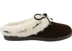 Slippers>Clarks of England Clarks Womens Winter Cozy Fur Easy On Lightweight Suede Slippers Brown Suede 7990