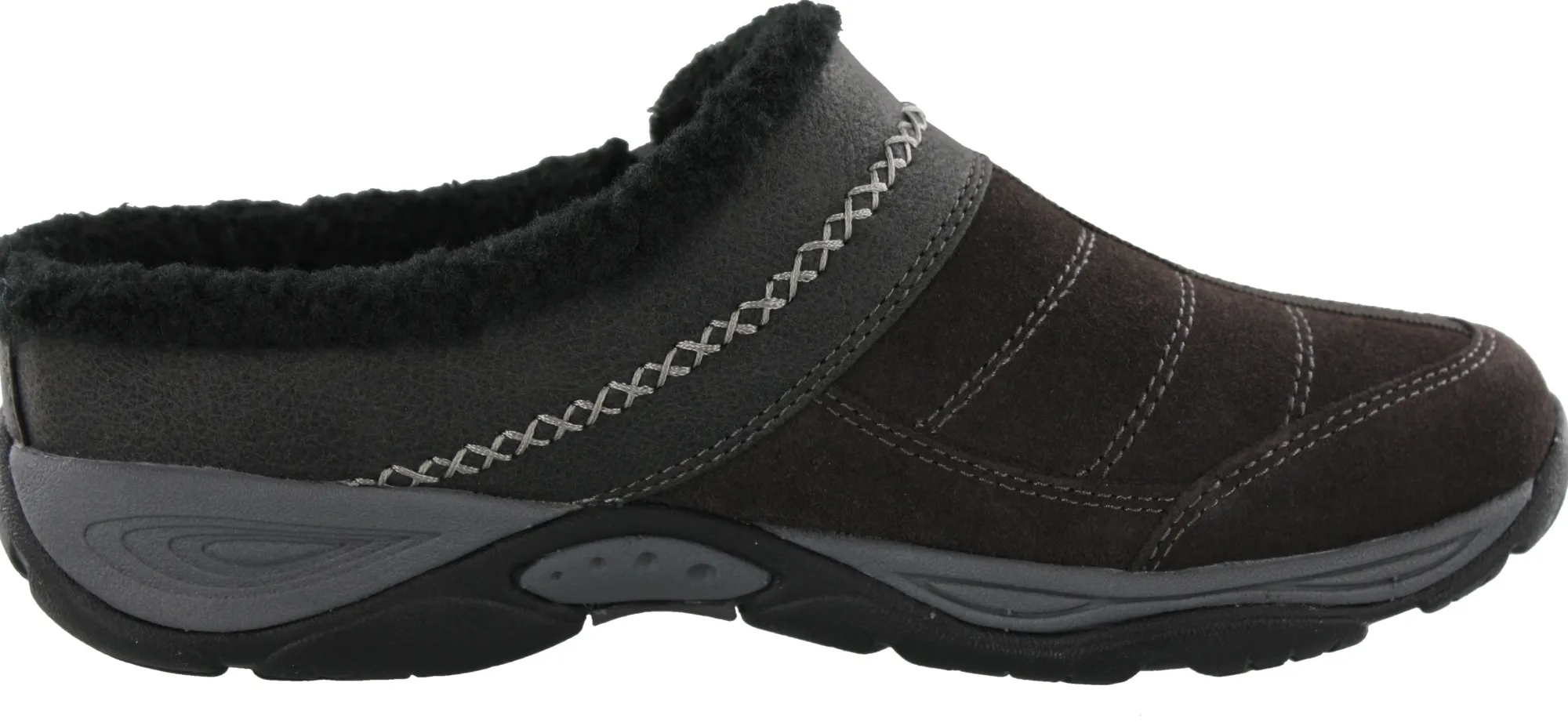 Slippers>Easy Spirit Women Warm Cozy Slip On Clog Slippers Efrost Dark Grey01