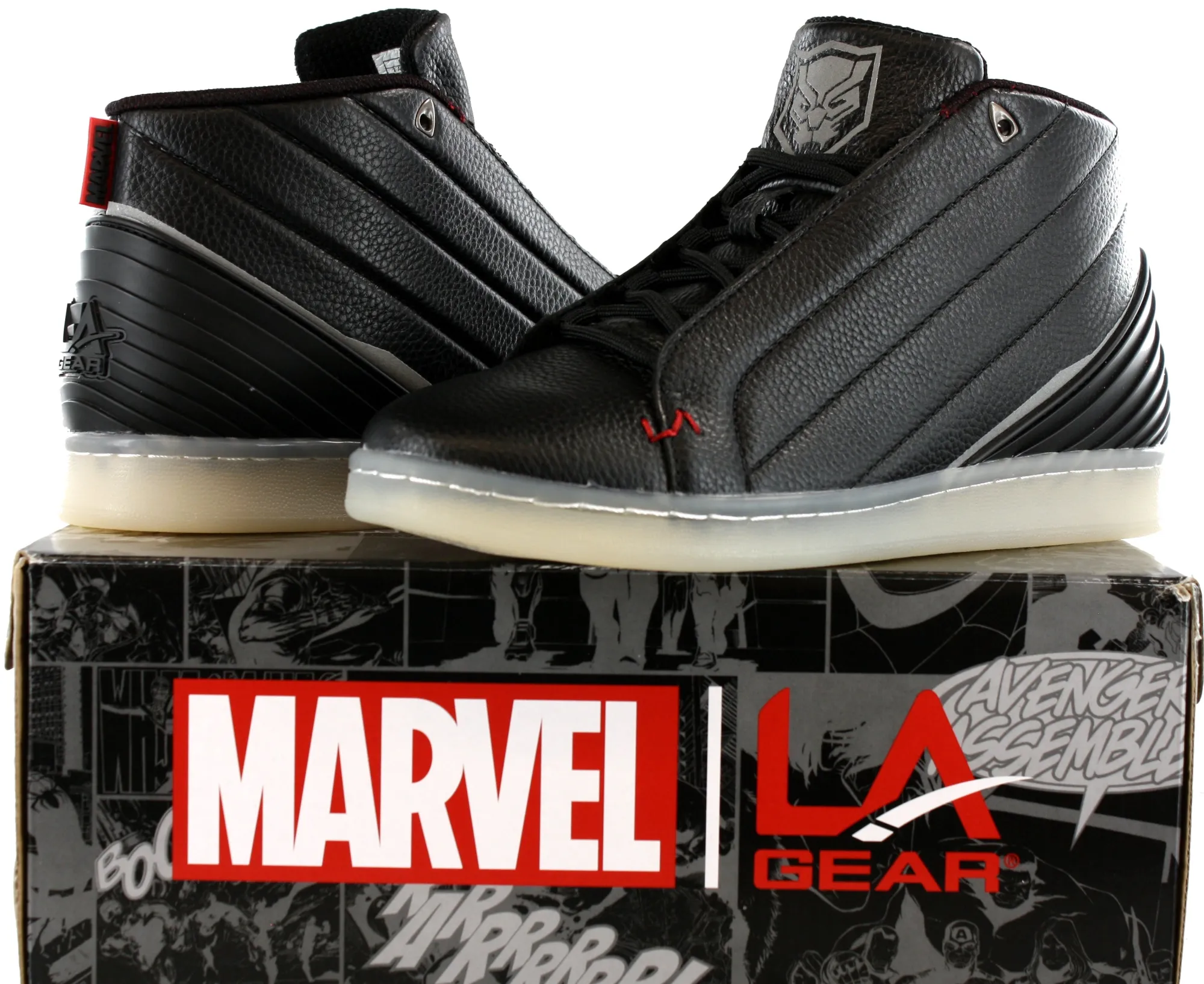 Walking|Casual>LA Gear Marvel Black Panther Vibranium Mid Athletic Shoes Mens Black942