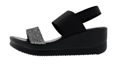 Sandals>Patrizia Women's Royale Sparkle Wedge Sandals Black
