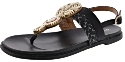 Flats>Patrizia Women's Zinzibar Adjustable Back Strapped Thong Sandals Black Multi