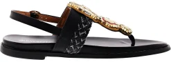 Flats>Patrizia Women's Zinzibar Adjustable Back Strapped Thong Sandals Black Multi