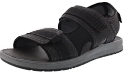 Sandals>Rockport Men's Lucky Bay Sport 3 Strap Sandals Black Nubuck