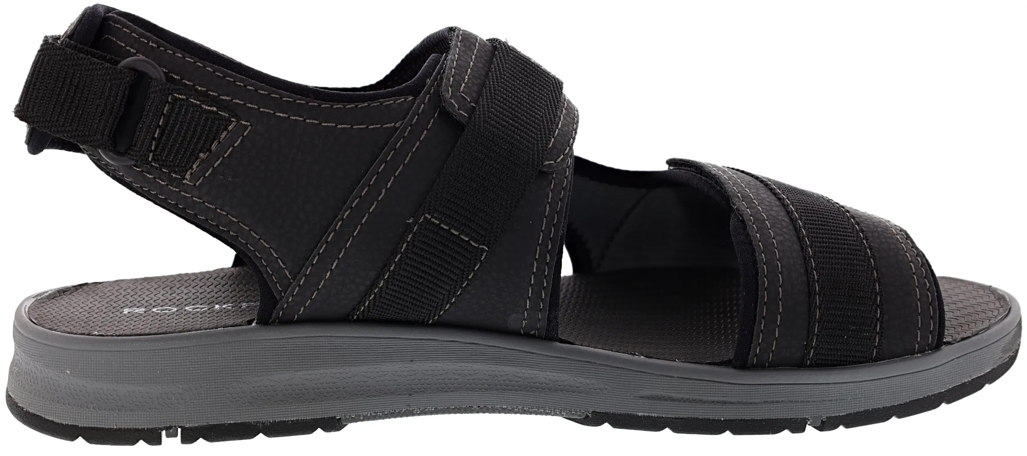 Sandals>Rockport Men's Lucky Bay Sport 3 Strap Sandals Black Nubuck
