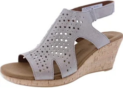 Sandals>Rockport Women's Briah Hood Sling Wedge Metallic Khaki