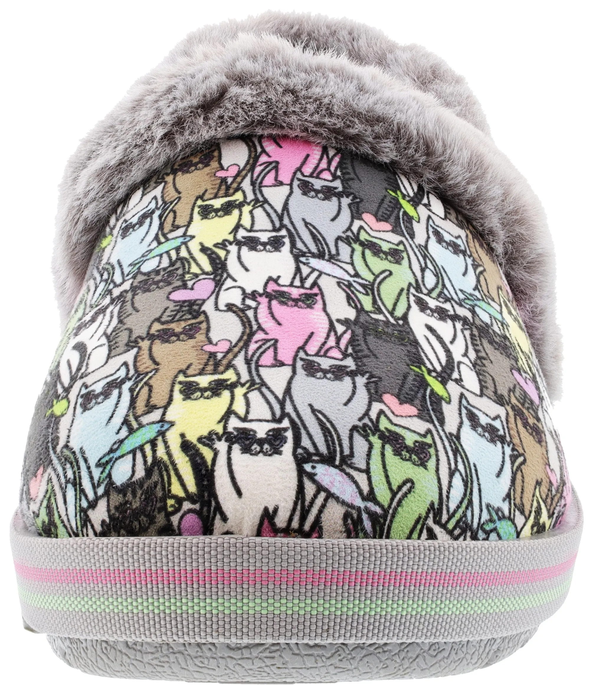 Slippers|Casual>Skechers Bobs Women's Too Cozy Kitten Gloves Memory Foam Slippers Grey/Multi