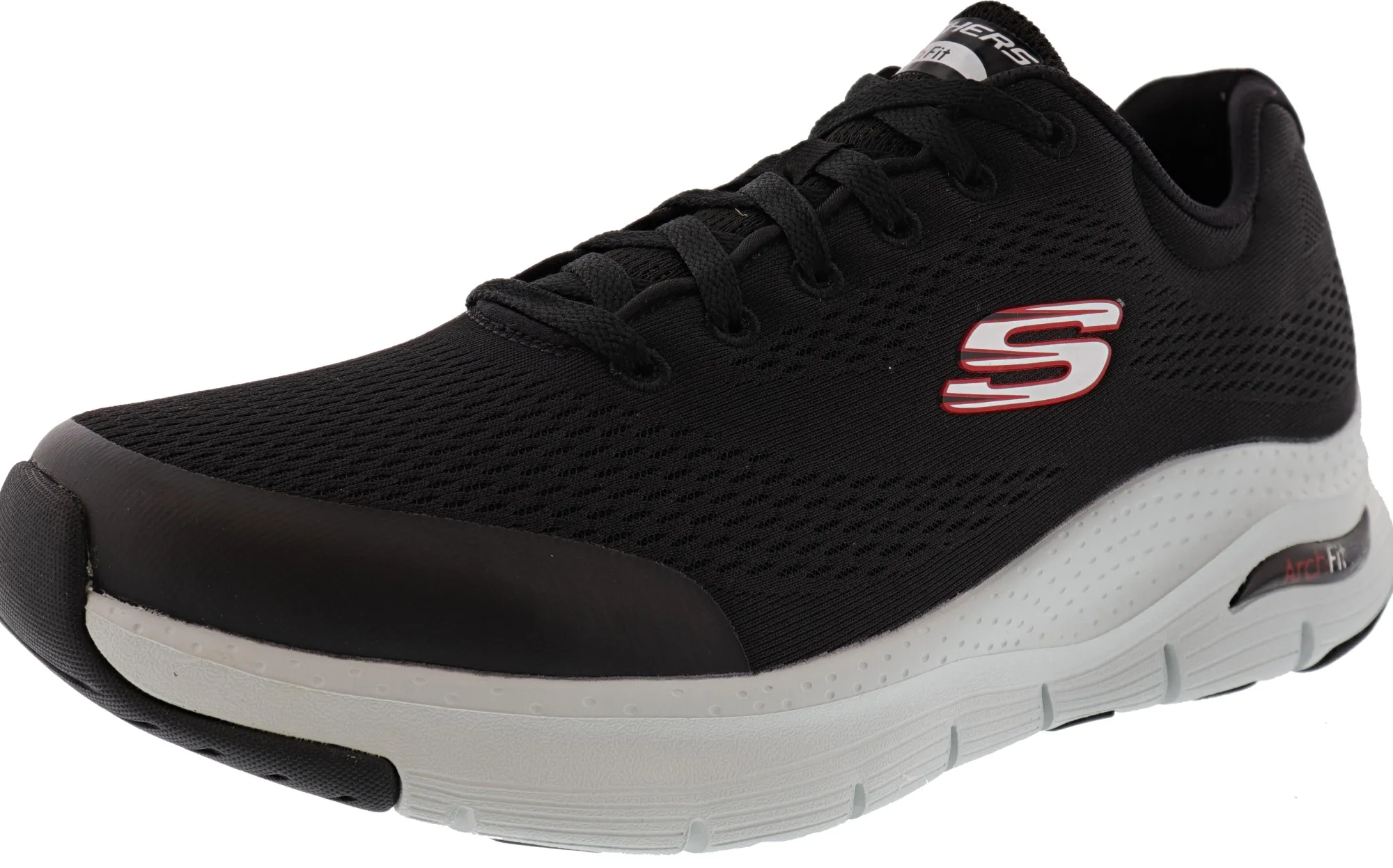 Casual>Skechers Men's Arch Fit Lightweight Walking Shoes Black/Red