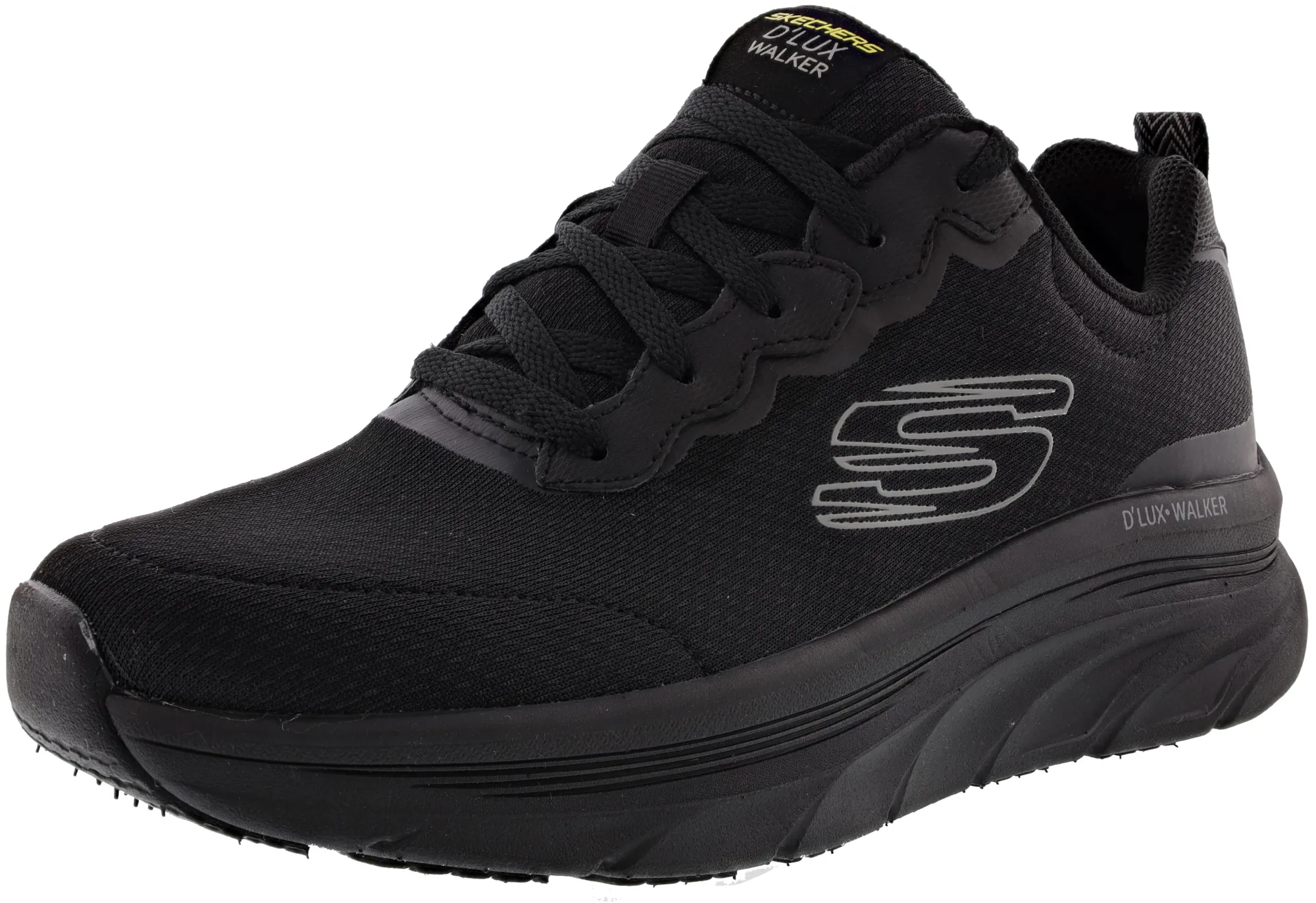 Walking>Skechers Men's D'lux Walker Scrambler Lace Up Walking Shoes Black/Charcoal