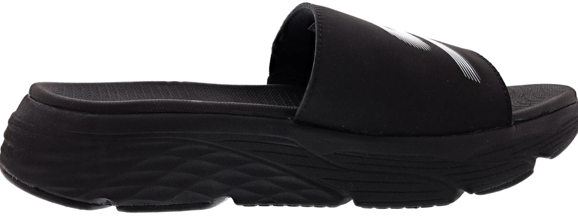 Slippers>Skechers Men's Max Cushioning Mizumi Slide Sandals Black/White