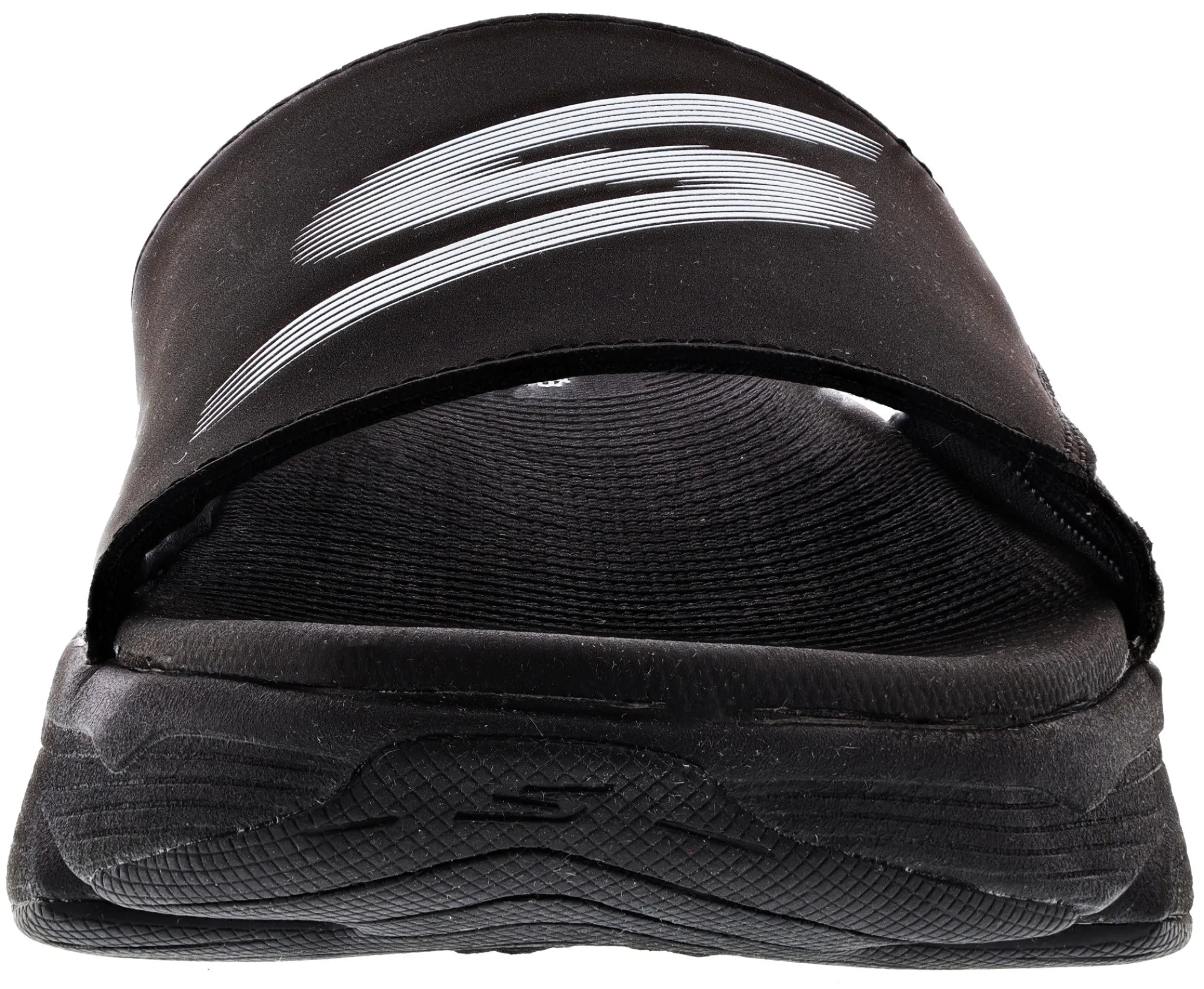 Slippers>Skechers Men's Max Cushioning Mizumi Slide Sandals Black/White