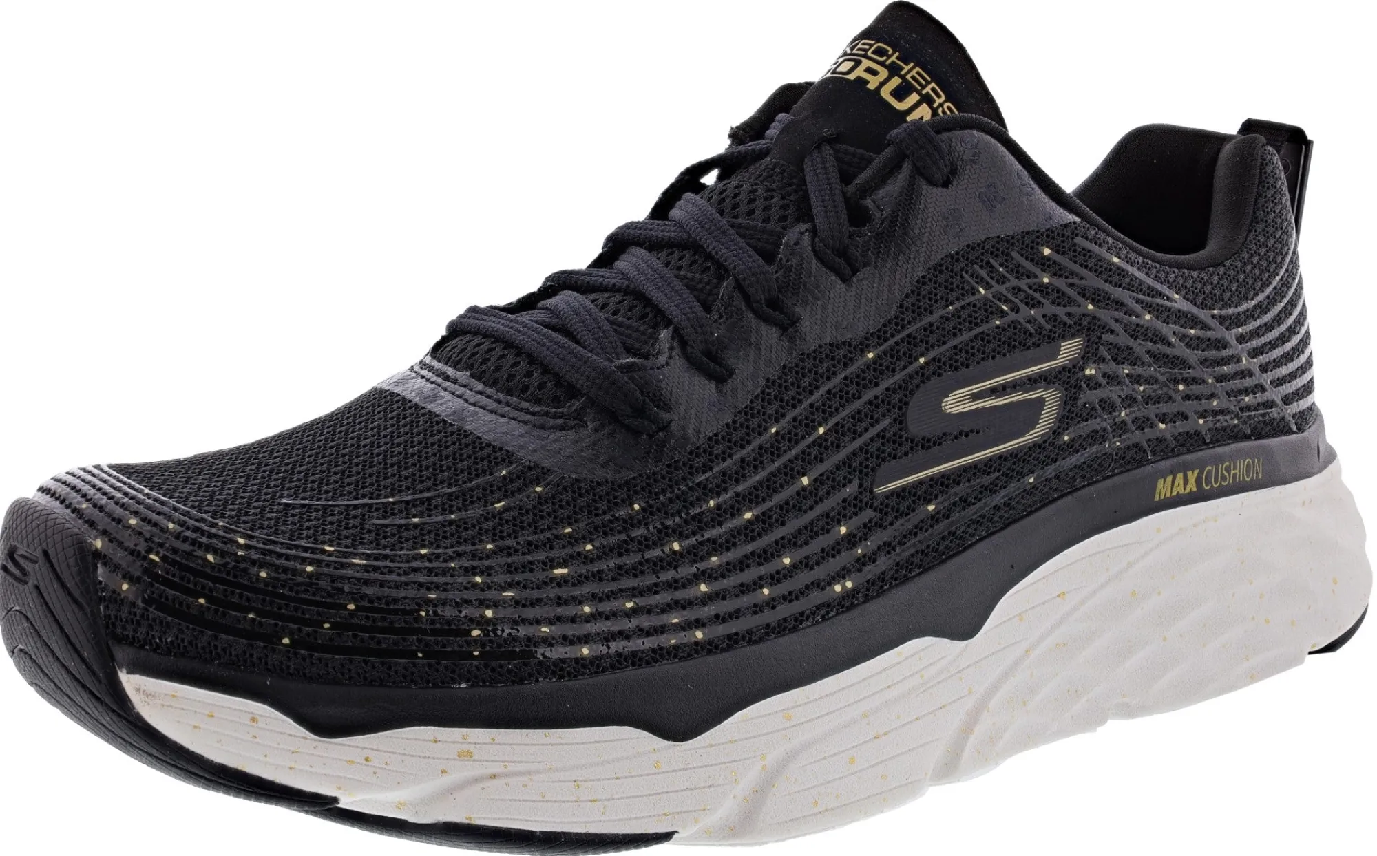 Running>Skechers Men's Max Cushioning Elite Commemoration Lace up Running Shoes Black/White