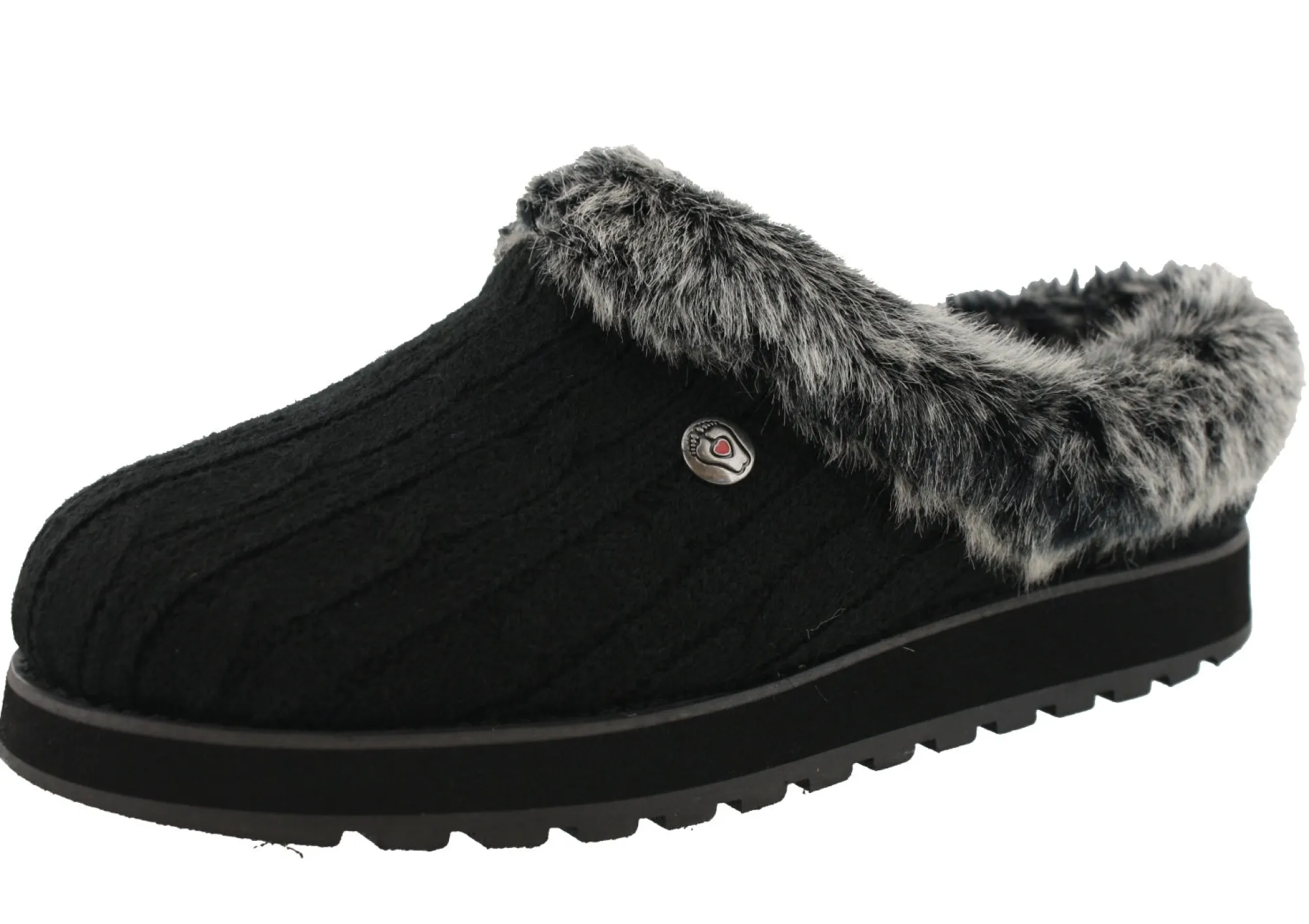 Wide Width Shoes|Slippers>Skechers Women Wide Width Furry Cozy Open Back Slippers Ice Angel