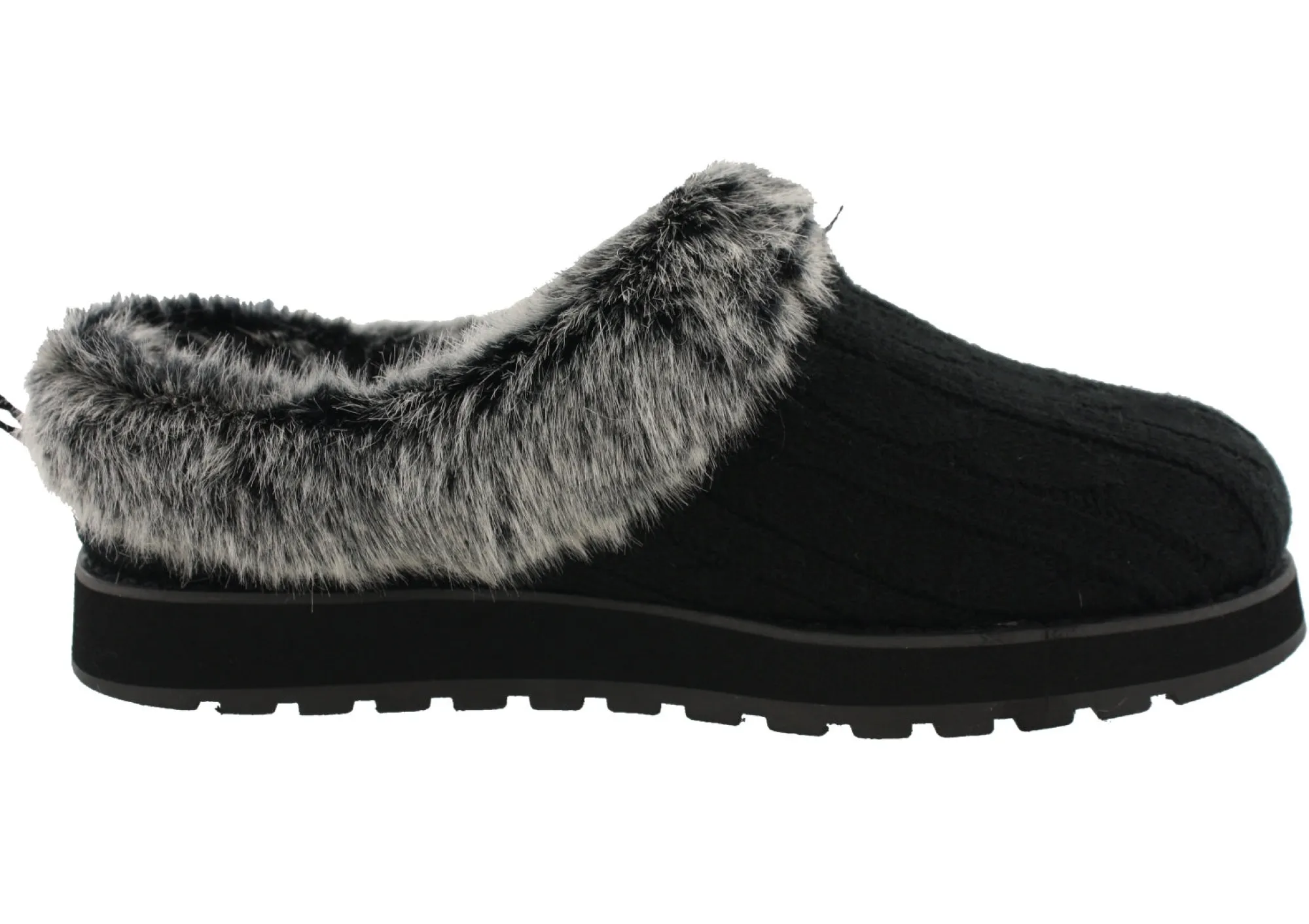 Wide Width Shoes|Slippers>Skechers Women Wide Width Furry Cozy Open Back Slippers Ice Angel