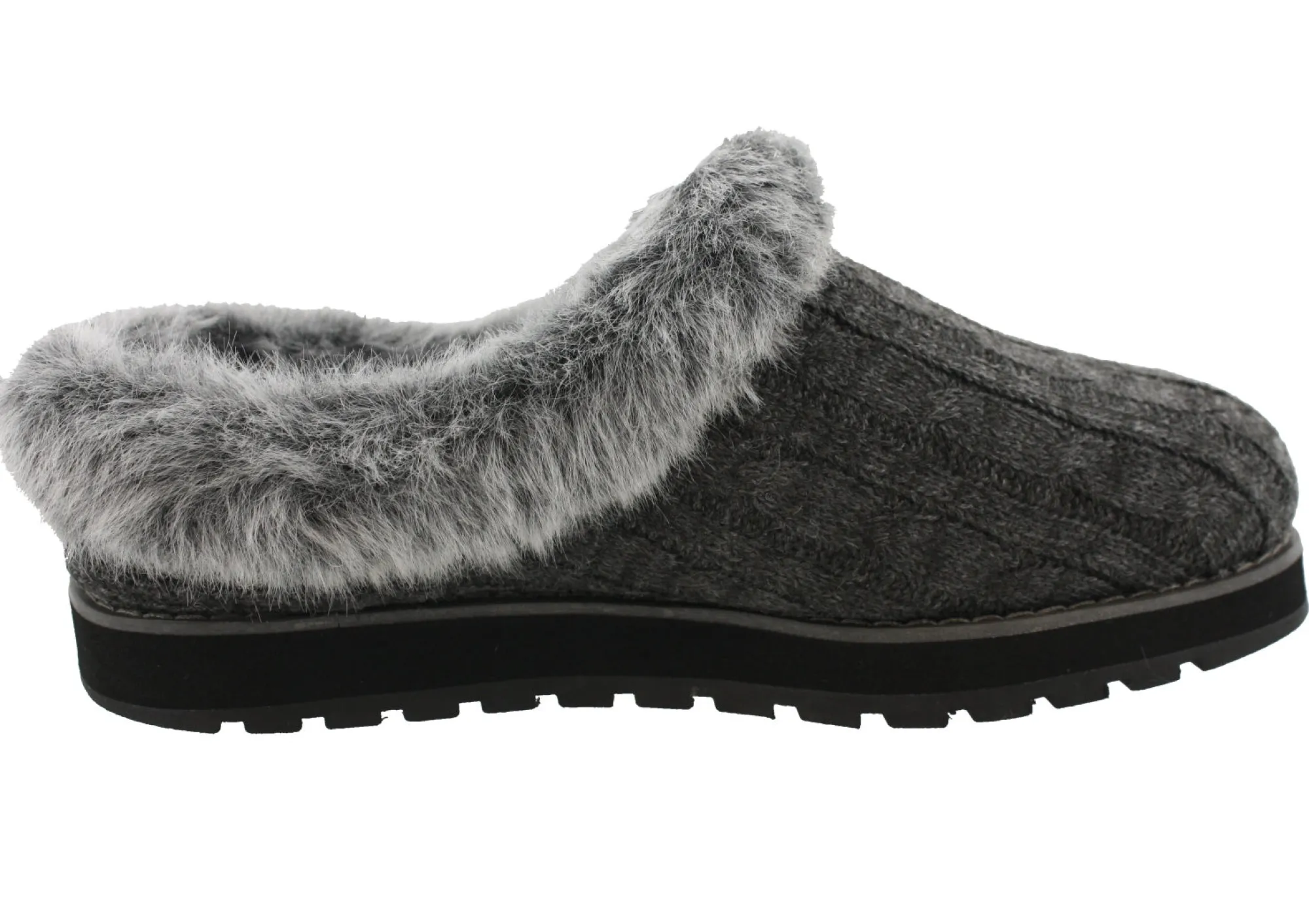 Wide Width Shoes|Slippers>Skechers Women Wide Width Furry Cozy Open Back Slippers Ice Angel
