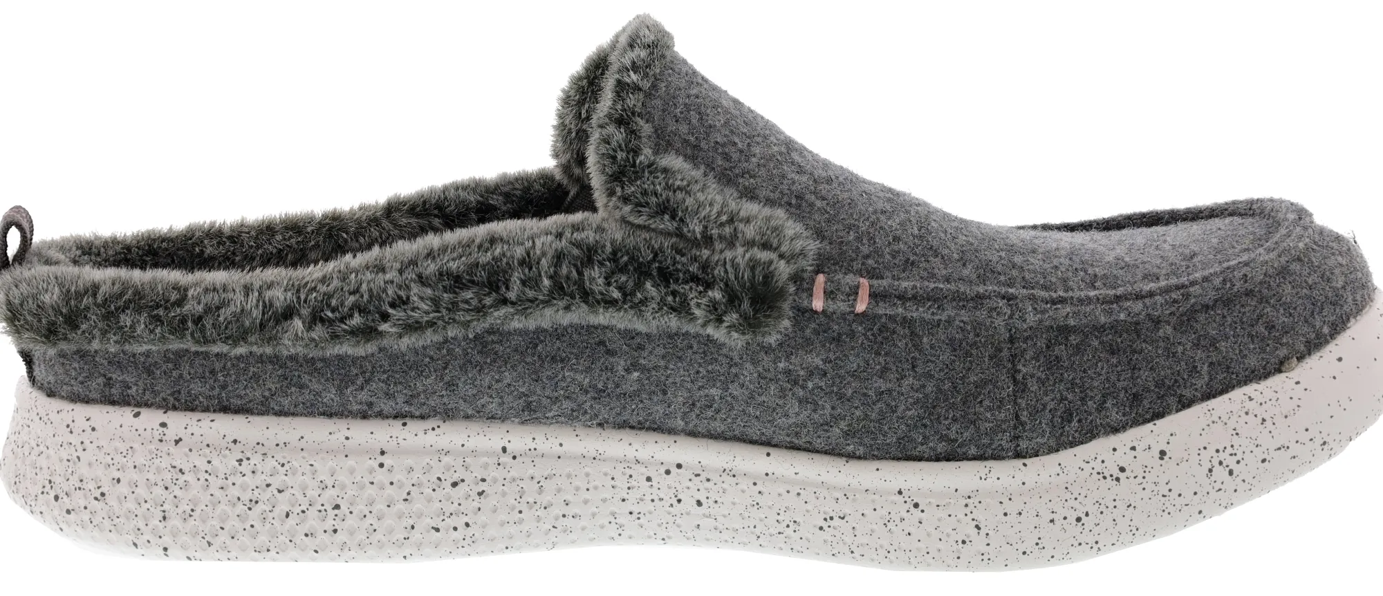 Walking>Skechers Women's Bobs Skipper Wild Wooly Memory Foam Slip On Slippers Gray