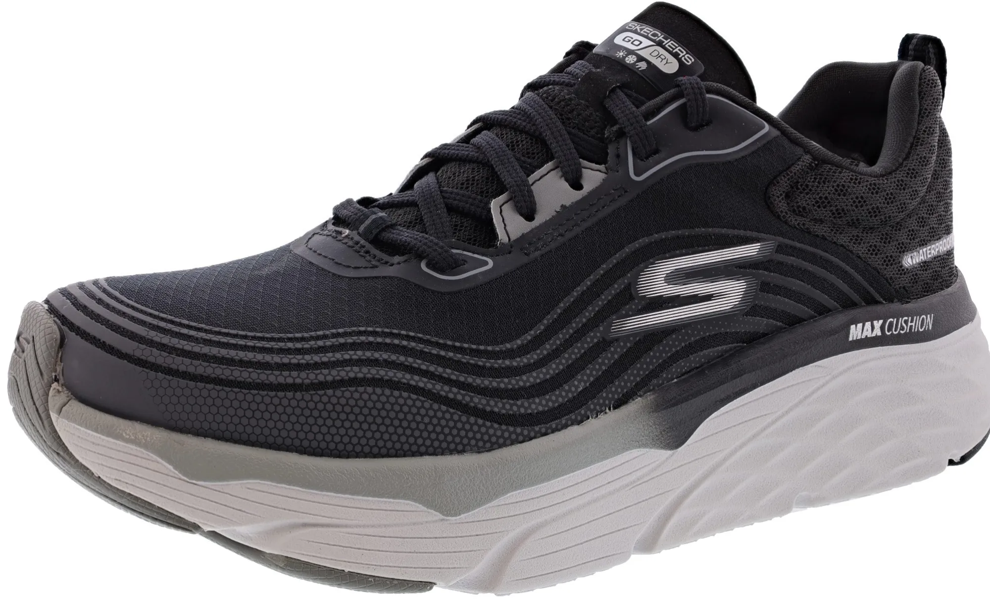 Running>Skechers Women's Max Cushioning Elite Contoured Path Water Resistant Running Shoes Black/Grey
