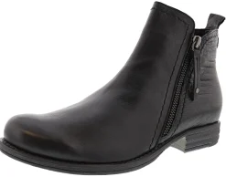 Boots>Spring Step Women Side Zipper Leather Booties Oziel Black