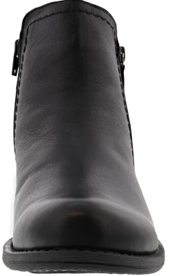 Boots>Spring Step Women Side Zipper Leather Booties Oziel Black