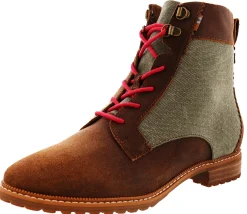 Walking>Toms Nolita Women Lace Up Ankle Booties Brown Waxy Suede/Dusty Olive/ Washed Canvas5101