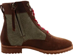 Walking>Toms Nolita Women Lace Up Ankle Booties Brown Waxy Suede/Dusty Olive/ Washed Canvas5101