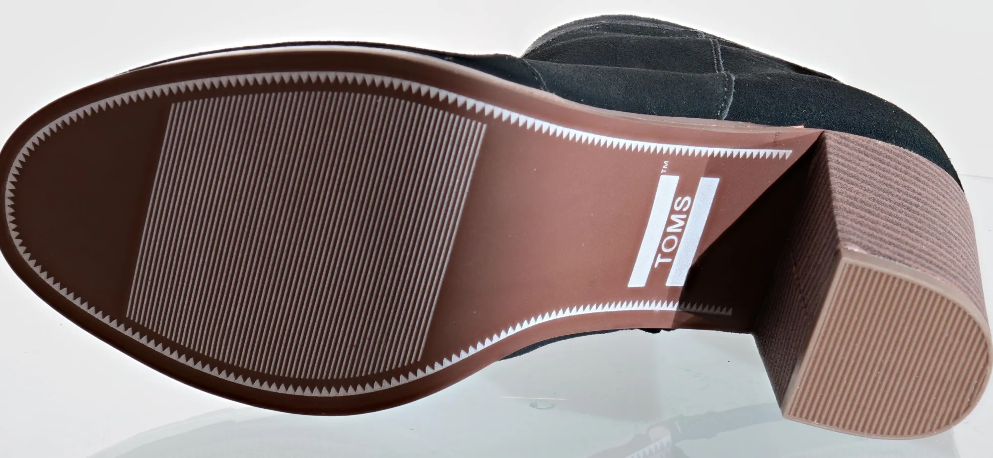 Heels>Toms Women Mid Block Ankle Booties Lunata Black Suede/ Microfiber Mix3603