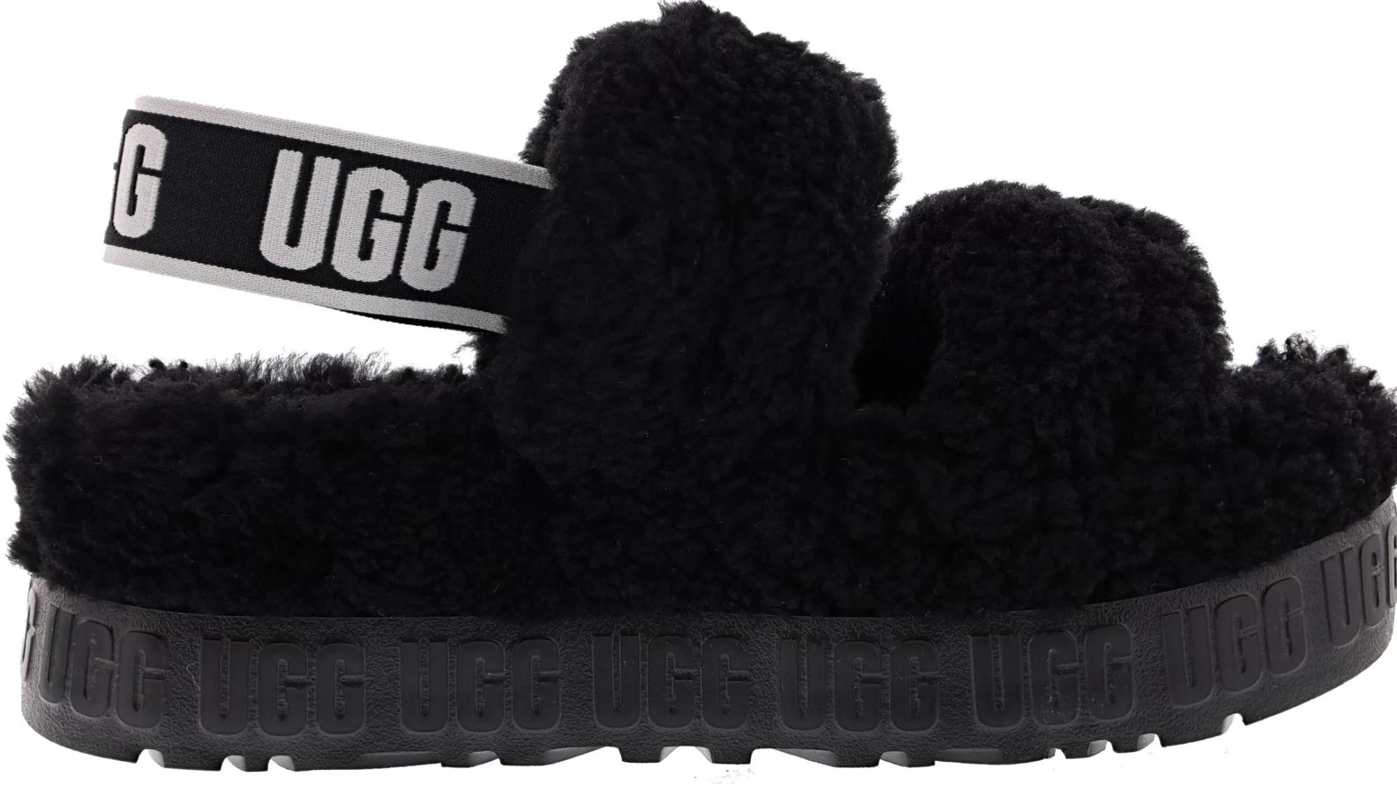 Slippers>UGG Oh Fluffita Women’s Platform Slingback Slippers Black